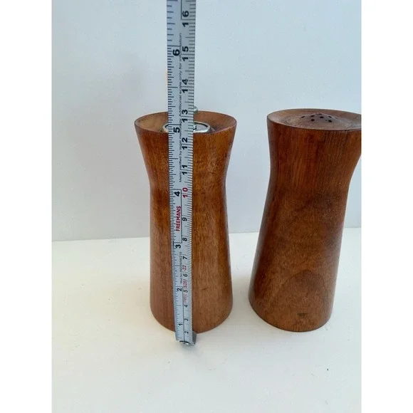 Vintage Tre Spade Mid-Century Italian Wood Salt Shaker and Pepper Mill Grinder S - Picture 6 of 8
